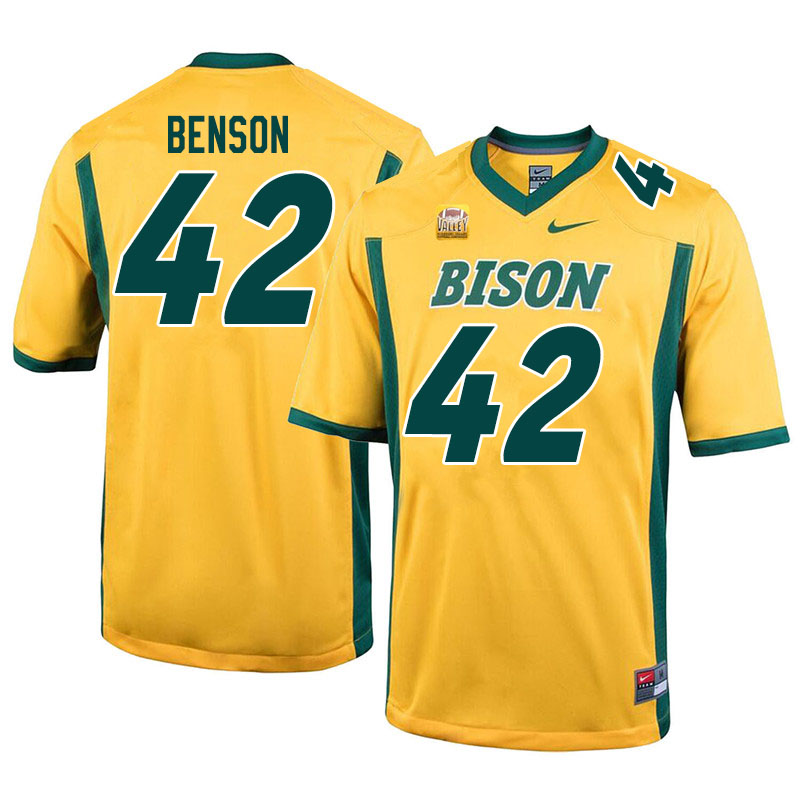 Men #42 Oscar Benson North Dakota State Bison College Football Jerseys Sale-Yellow - Click Image to Close